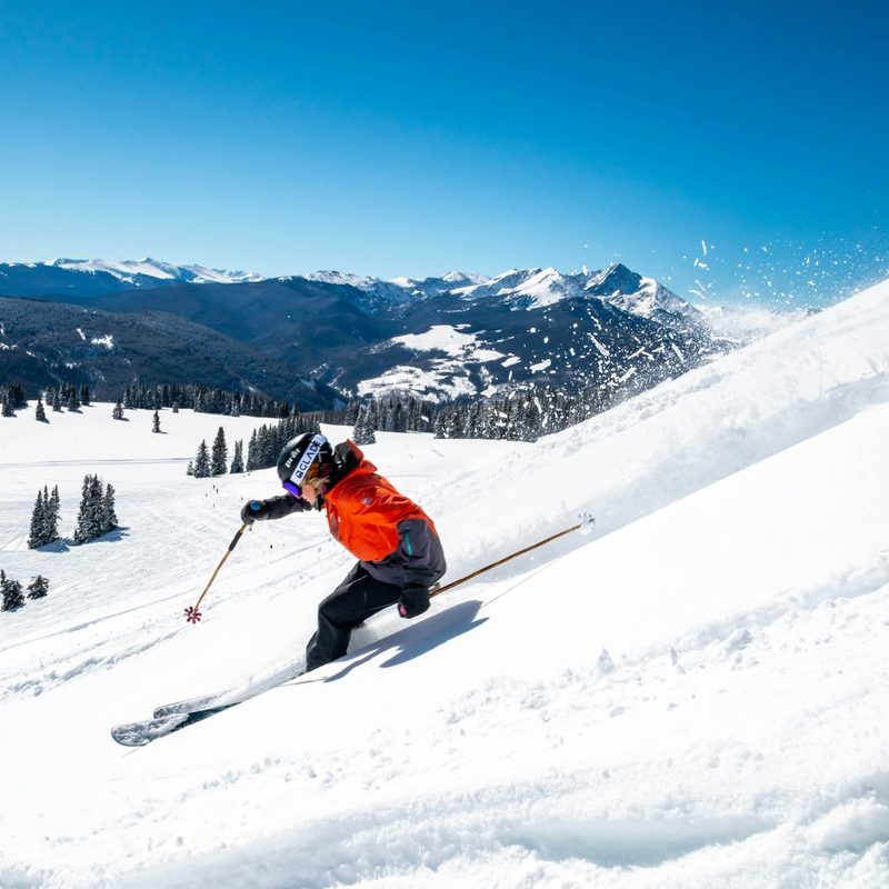 Skier in powder at Vail Colorado
