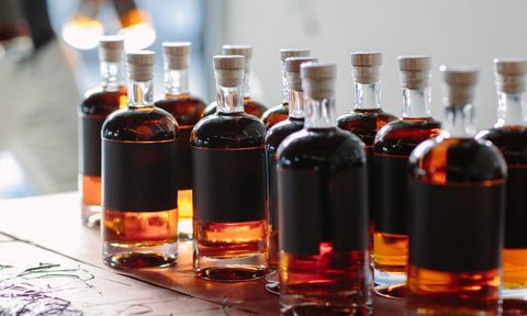 Wolves Whiskey bottles being adorned with labels