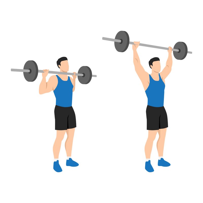 Illustration of man doing military press exercise