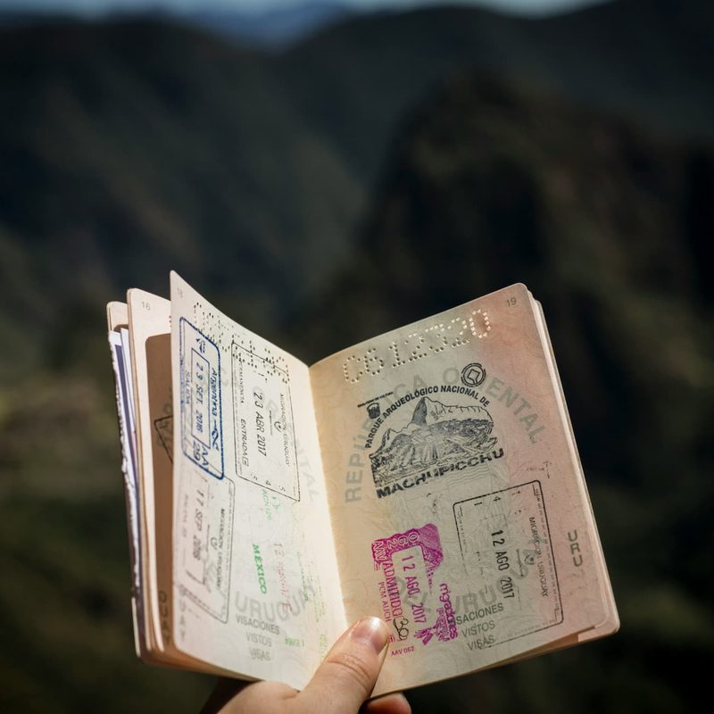 Passport with stamps