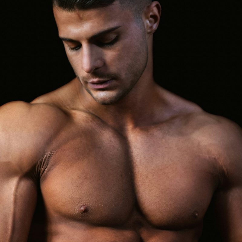 Man with strong chest and triceps.