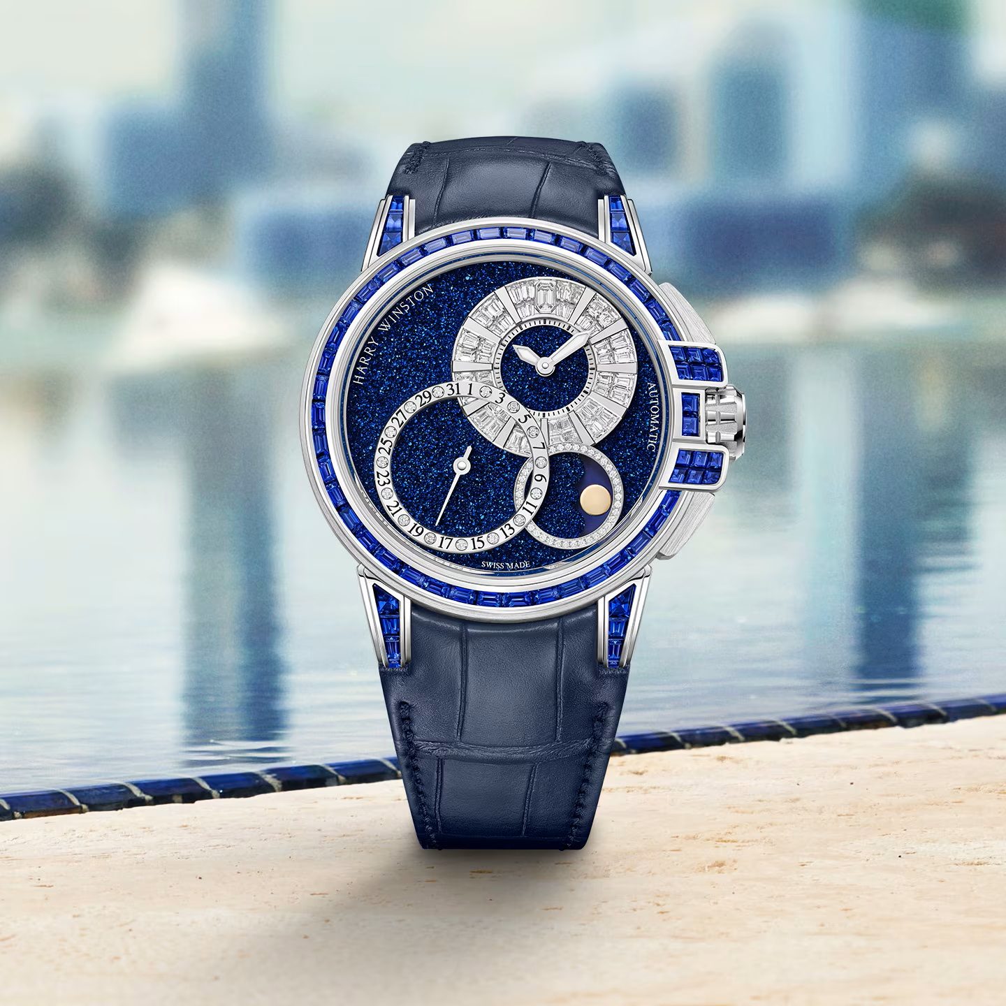 Harry Winston Ocean Date Moon Phase Baguette Automatic