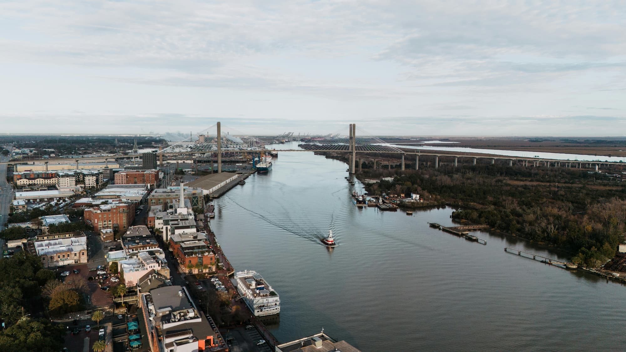 river and bridge during daytime in Savannah, Georgia