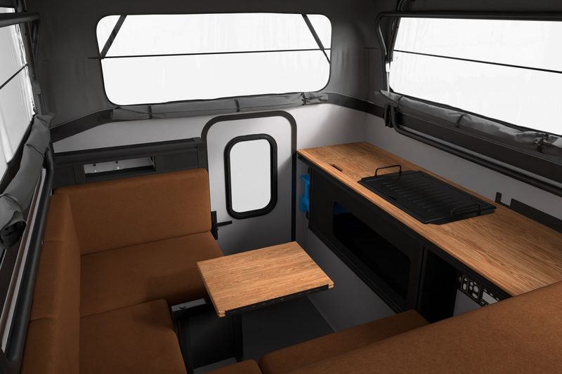 Interior of Scout Campers' Yoho pop-top truck camper.