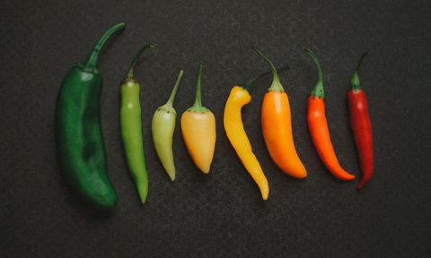 Row of peppers