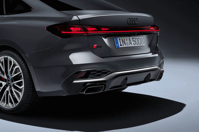 2025 Audi A5 rear view from the left side of the car.