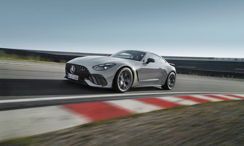 2025 Mercedes-AMG GT 63 Pro 4Matic+ on a racetrack.