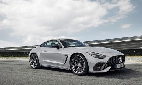 2025 Mercedes-AMG GT 63 Pro 4Matic+ parked on a racetrack.