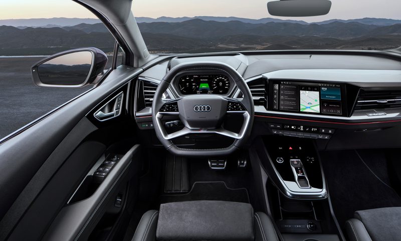 25 Audi Q4 35 e-tron interior shot of front seats and dashboard.