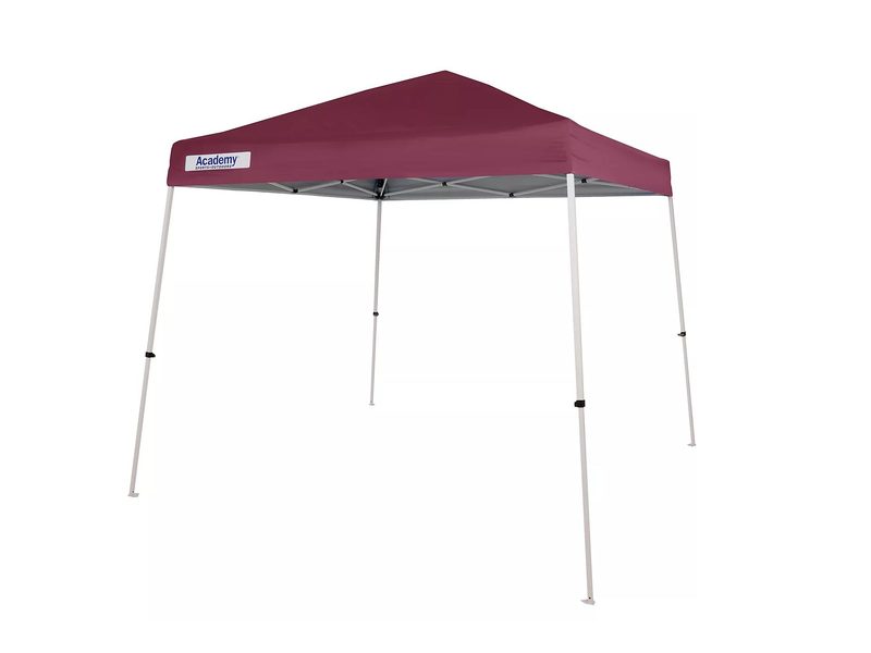 The fully deployed Academy Sports + Outdoors Easy Shade 10 ft x 10 ft Slant Leg Canopy.