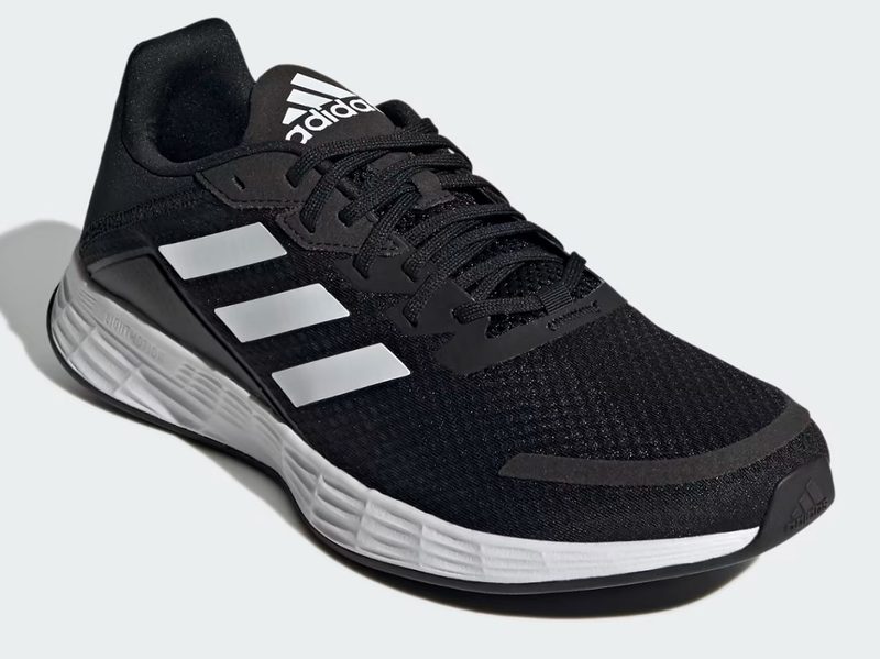 The Adidas Duramo SL Running Shoes on a gray background.