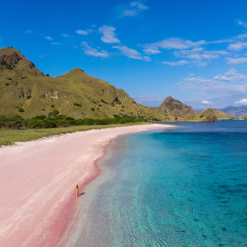 Girl at Pink Beach Komodo