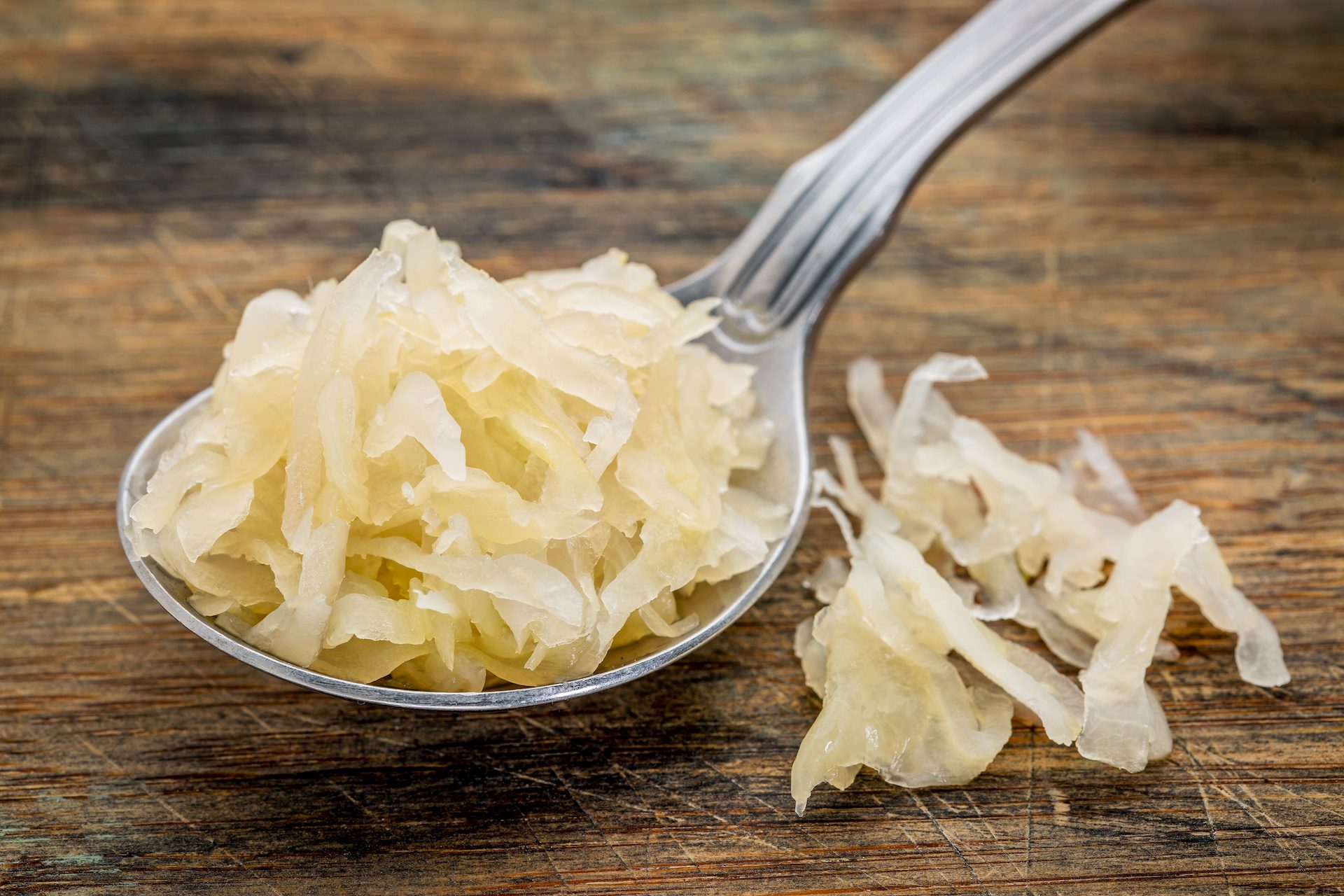 Sauerkraut on a spoon