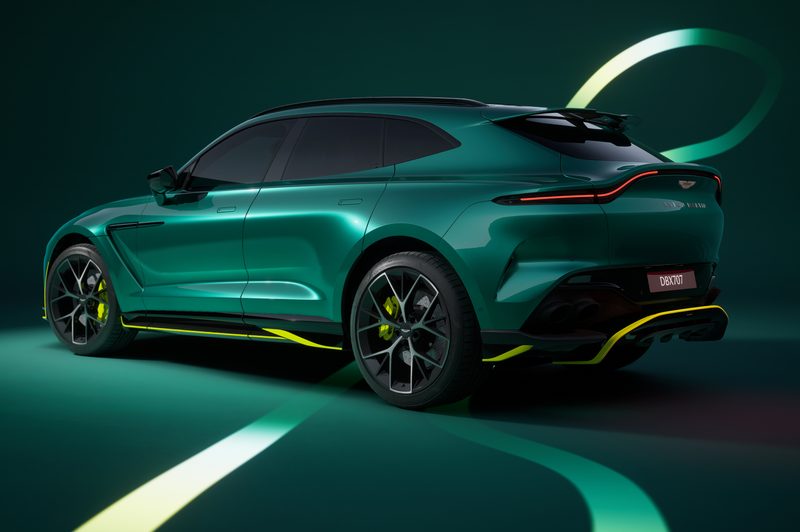 Aston Martin DBX707 AMR24 Edition left rear three-quarter view.