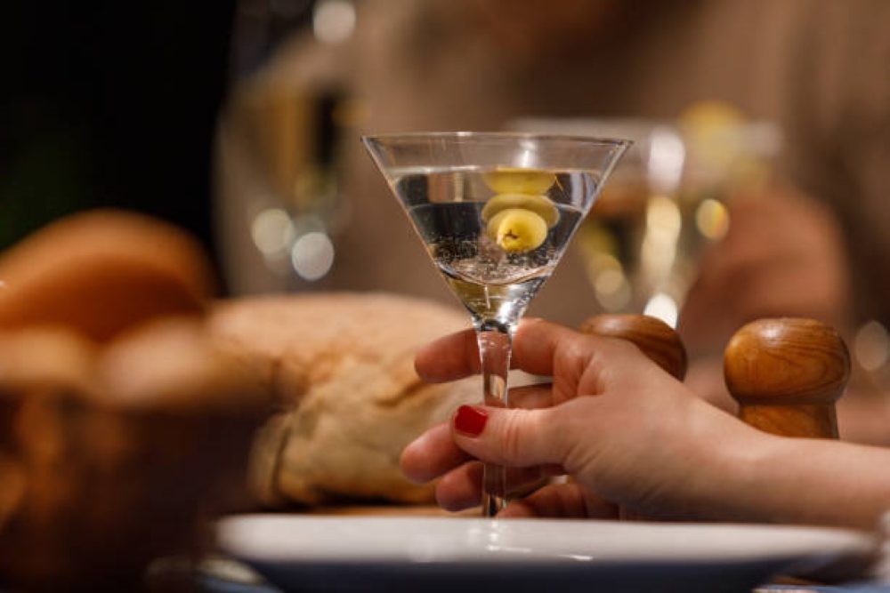 Martini in a woman's hand