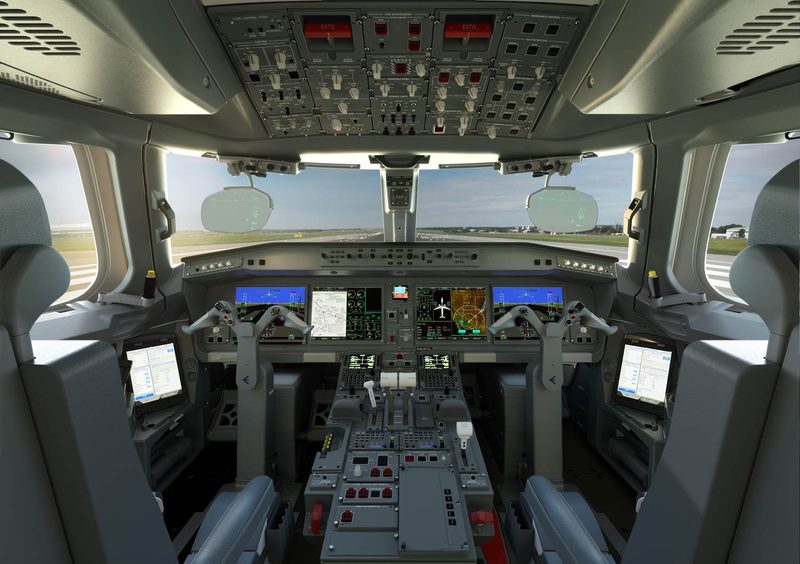 Cockpit of Embraer E2 aircraft