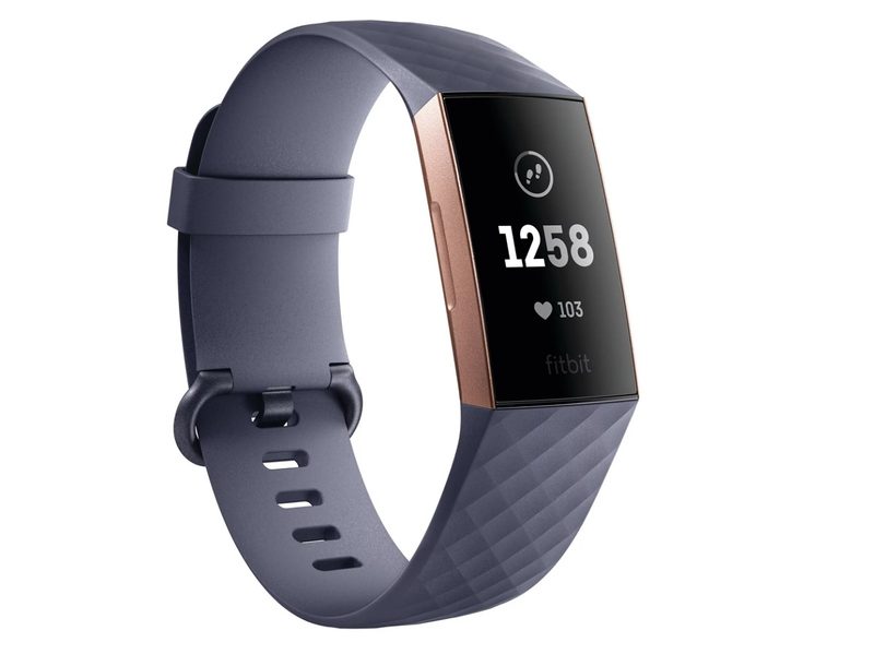 The Fitbit Charge 3 fitness tracker on a white background.
