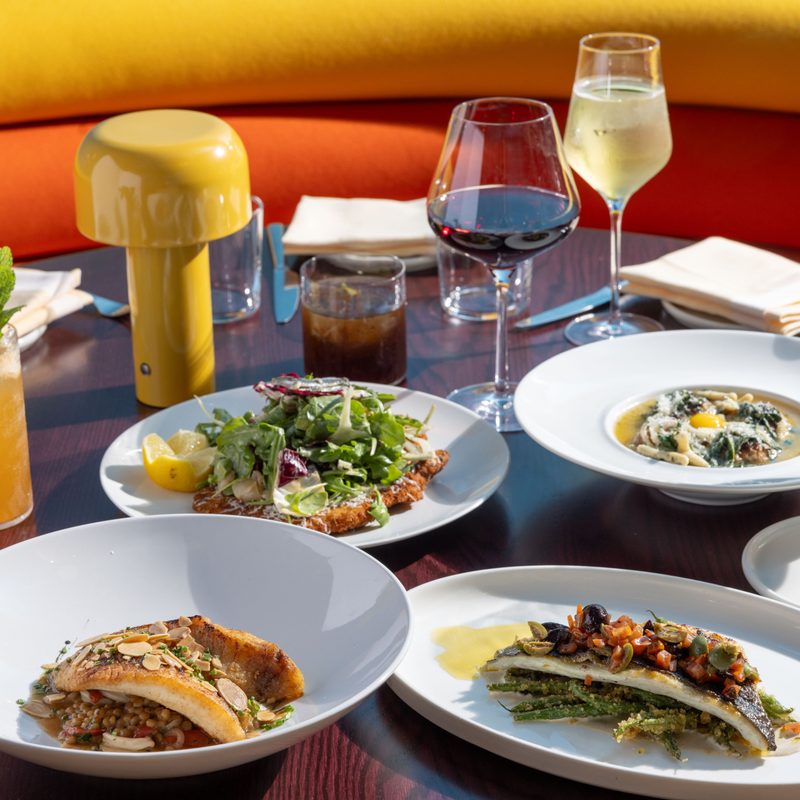 Il Totano dishes on white plates.