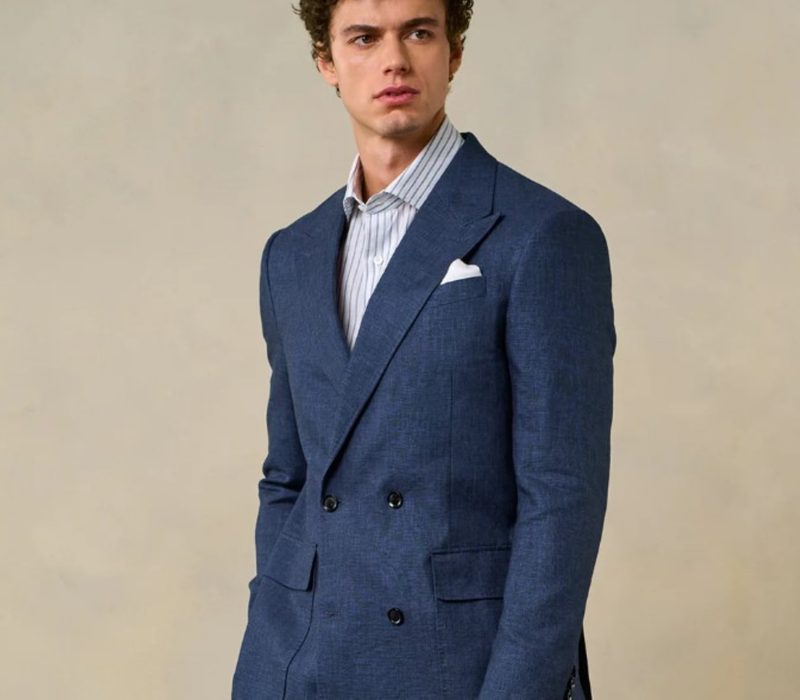 Man in The Black Tux double breasted linen
