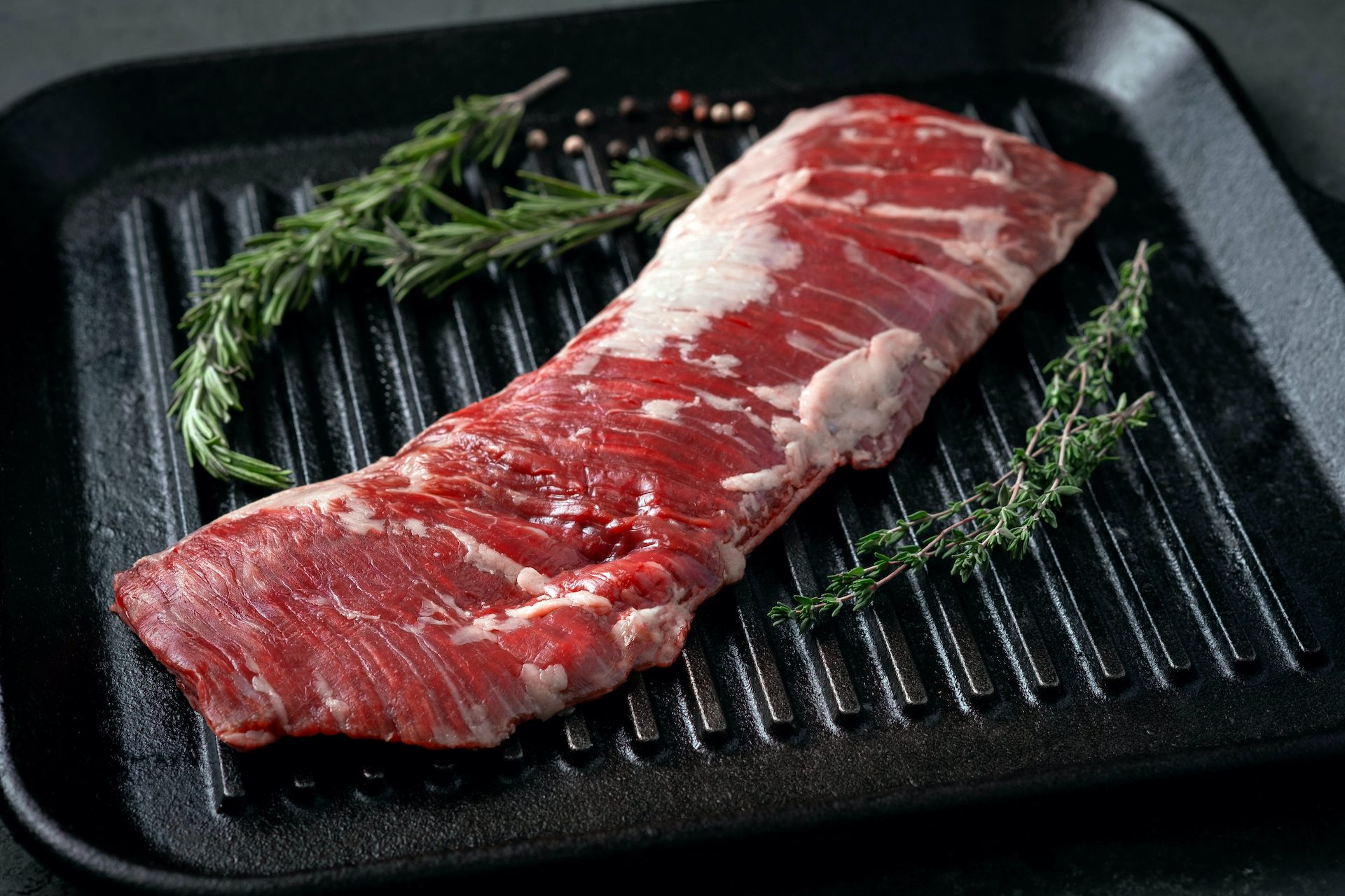 Raw skirt steak