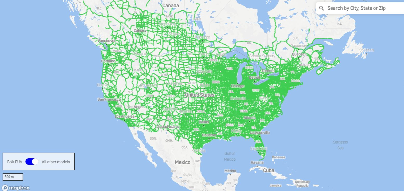 Map of Super Cruise coverage