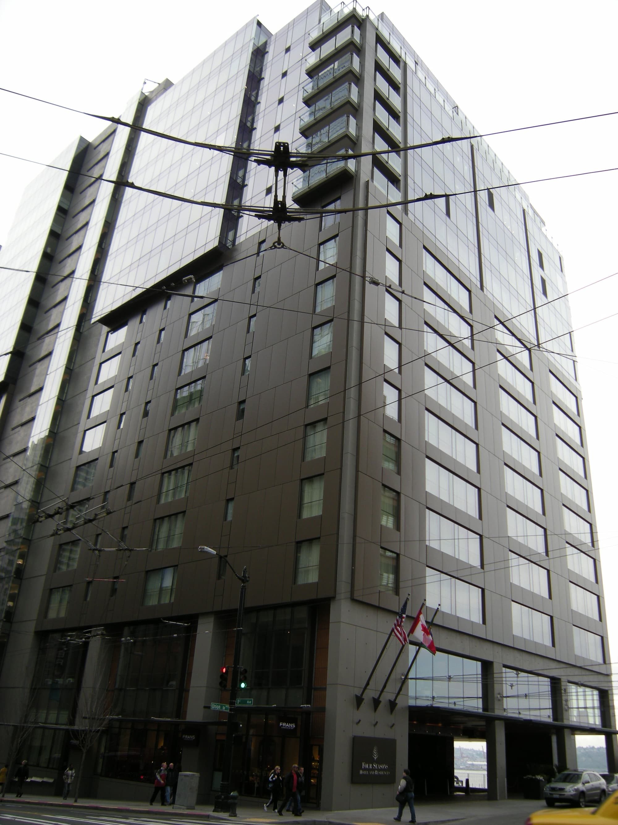 tall gray building with windows