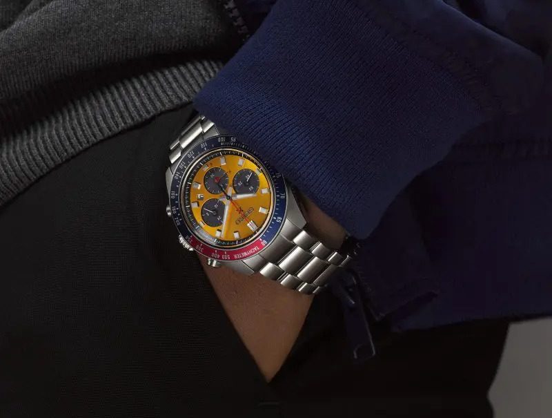 Man wearing Seiko Pogue Solar Chronograph watch