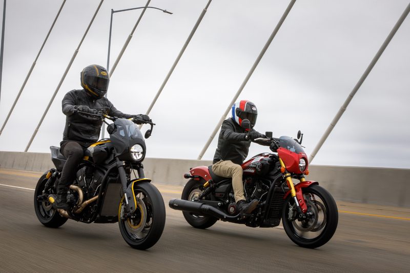 Twenty One Pilots drummer Josh Dun riding his new Roland Sands Design custom Indian Scout with Roland Sands on another Indian Scout.