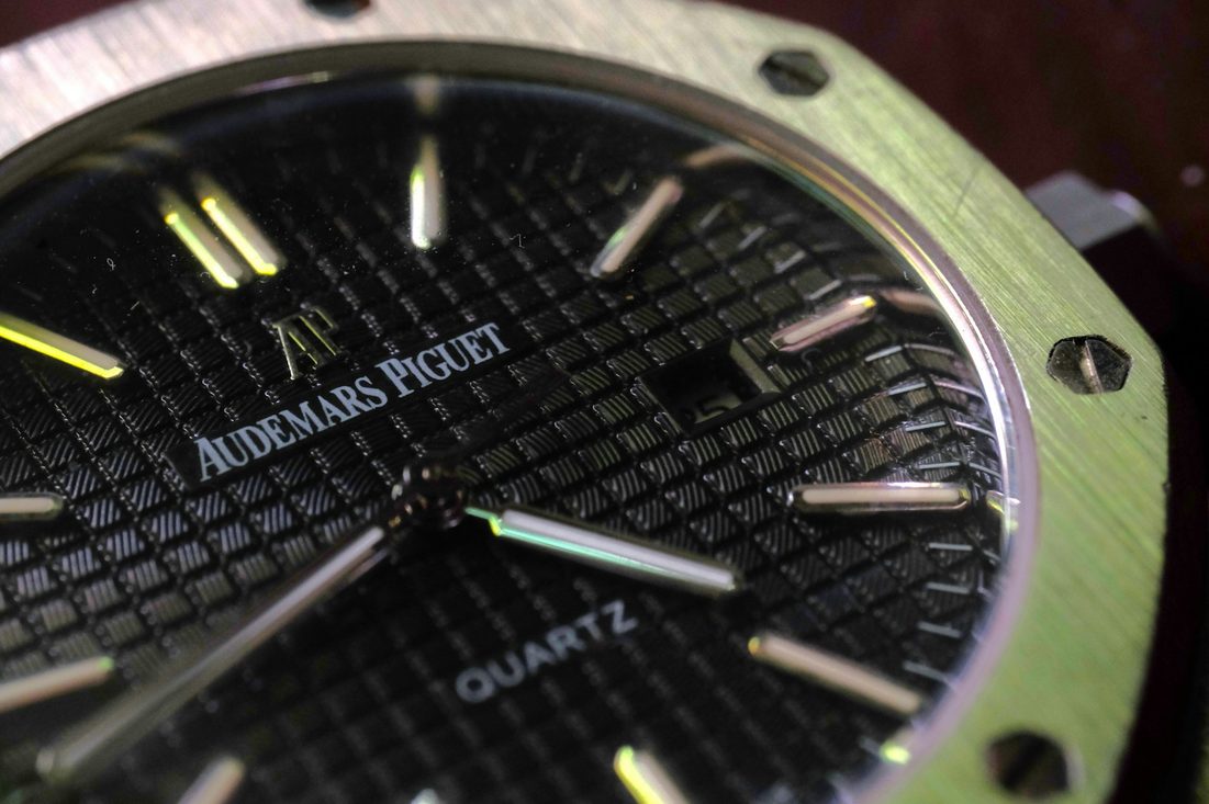 closeup on watch bezel