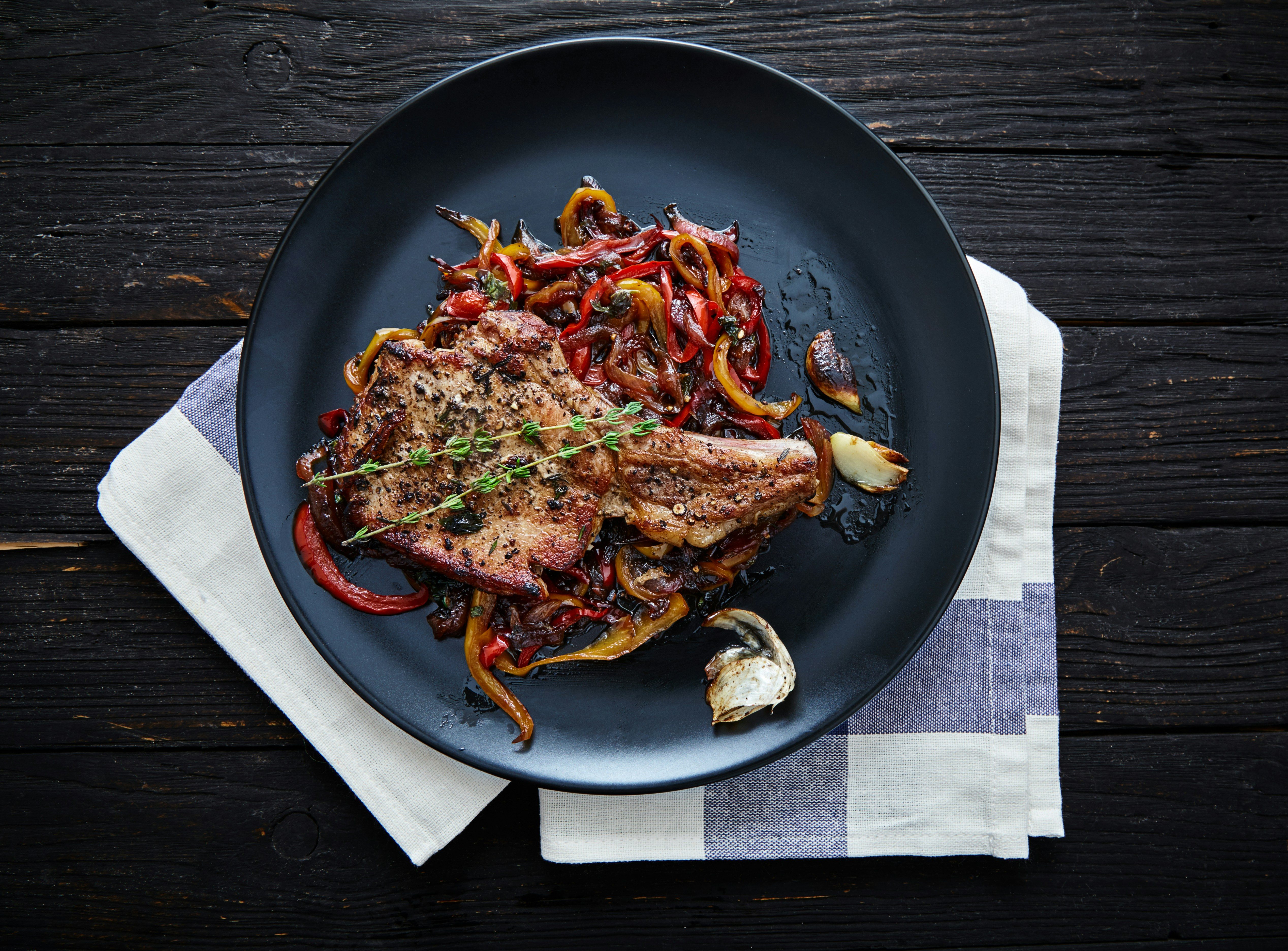 Plated pork chop