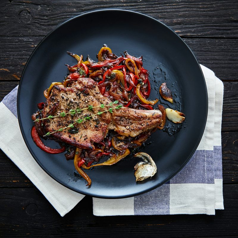 Plated pork chop