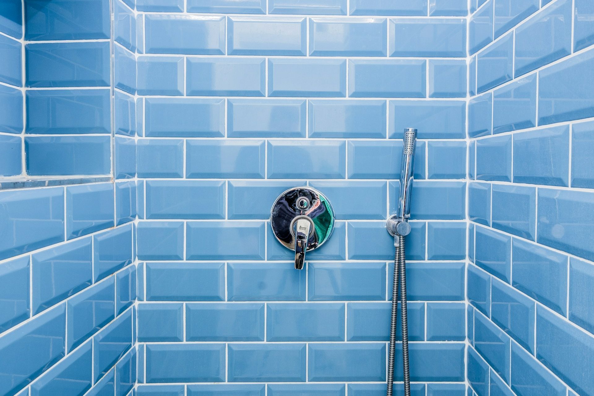 Blue tile shower
