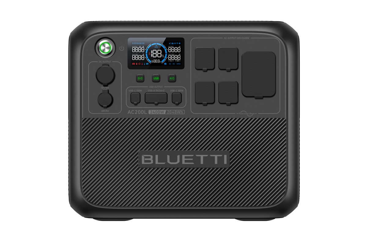 Bluetti AC200L Portable Power Station isolated on a plain white background.