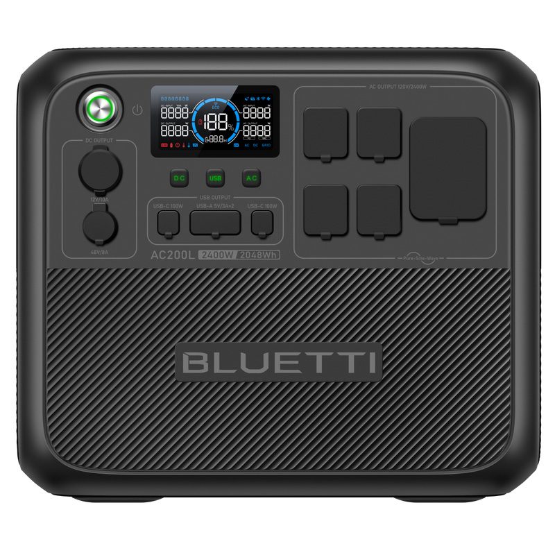 Bluetti AC200L Portable Power Station isolated on a plain white background.