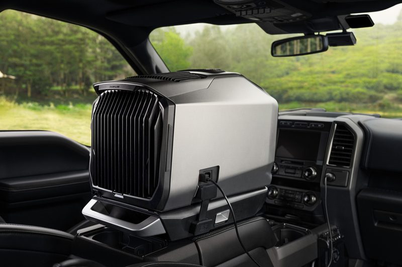 EcoFlow Wave 2 Portable Air Conditioner in the front seat of a vehicle.