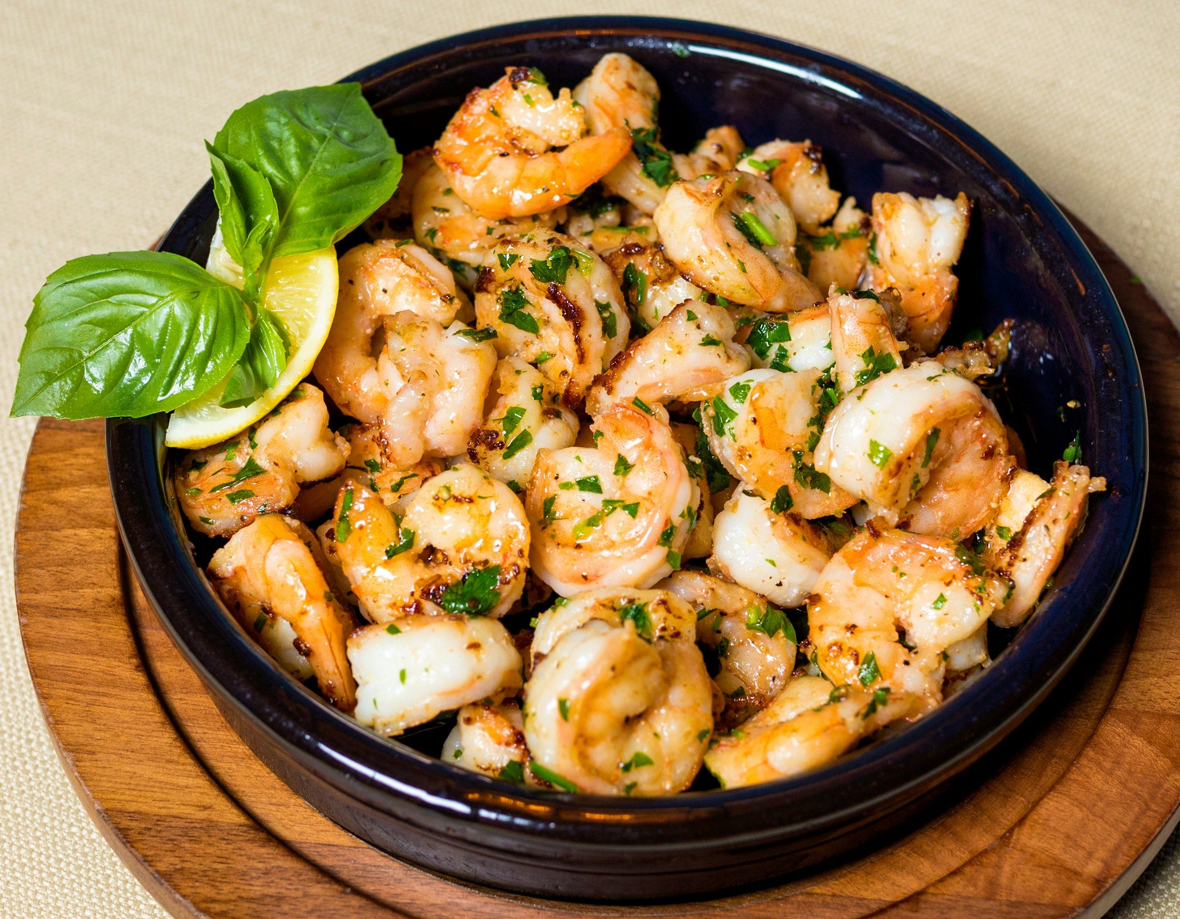 Bowl of herb shrimp