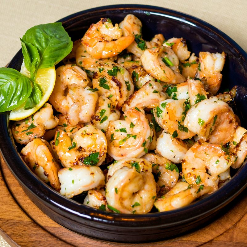 Bowl of herb shrimp