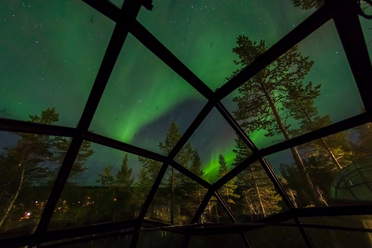 view from glass igloo kakslauttanen resort