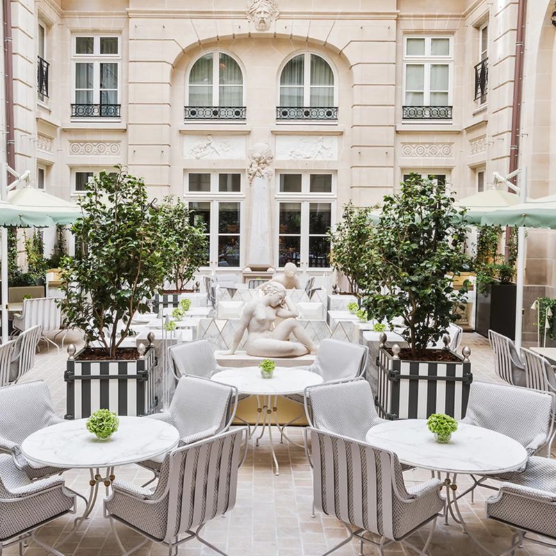 View of outdoor dining at H&ocirc;tel de Crillon, A Rosewood Hotel