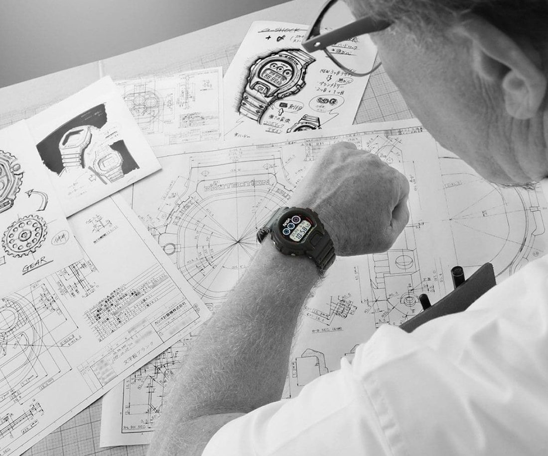 man with Casio watch on wrist