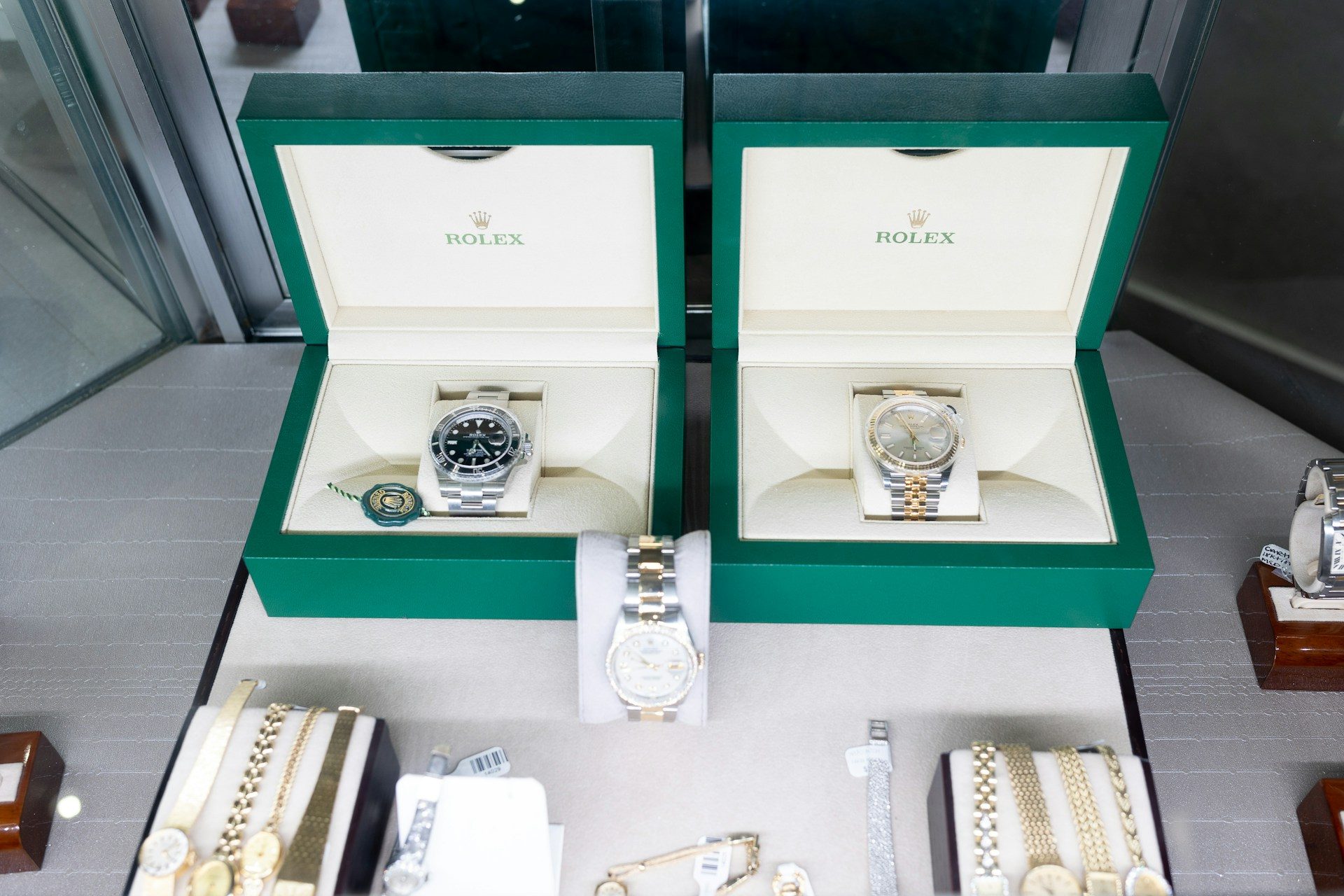 Rolex watches on display