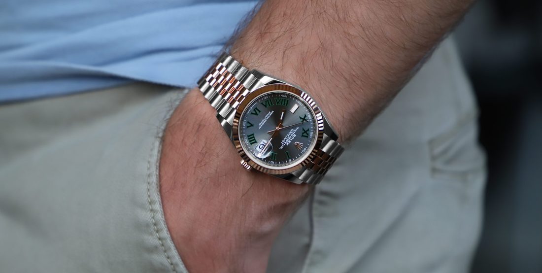 closeup of man wearing watch