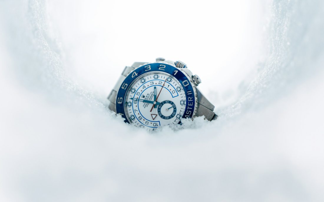 chronograph watch in the snow