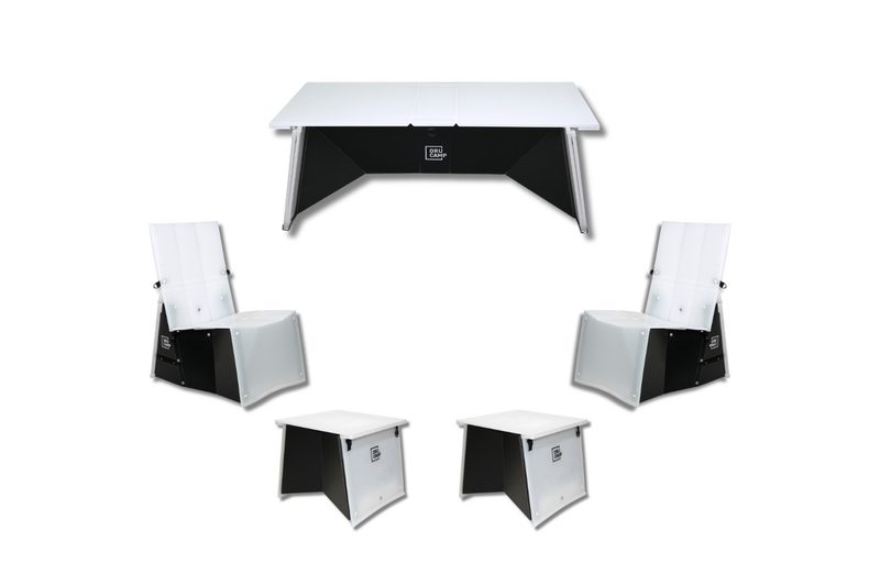 Oru Full Camp (Black Edition) folding outdoor living room set.