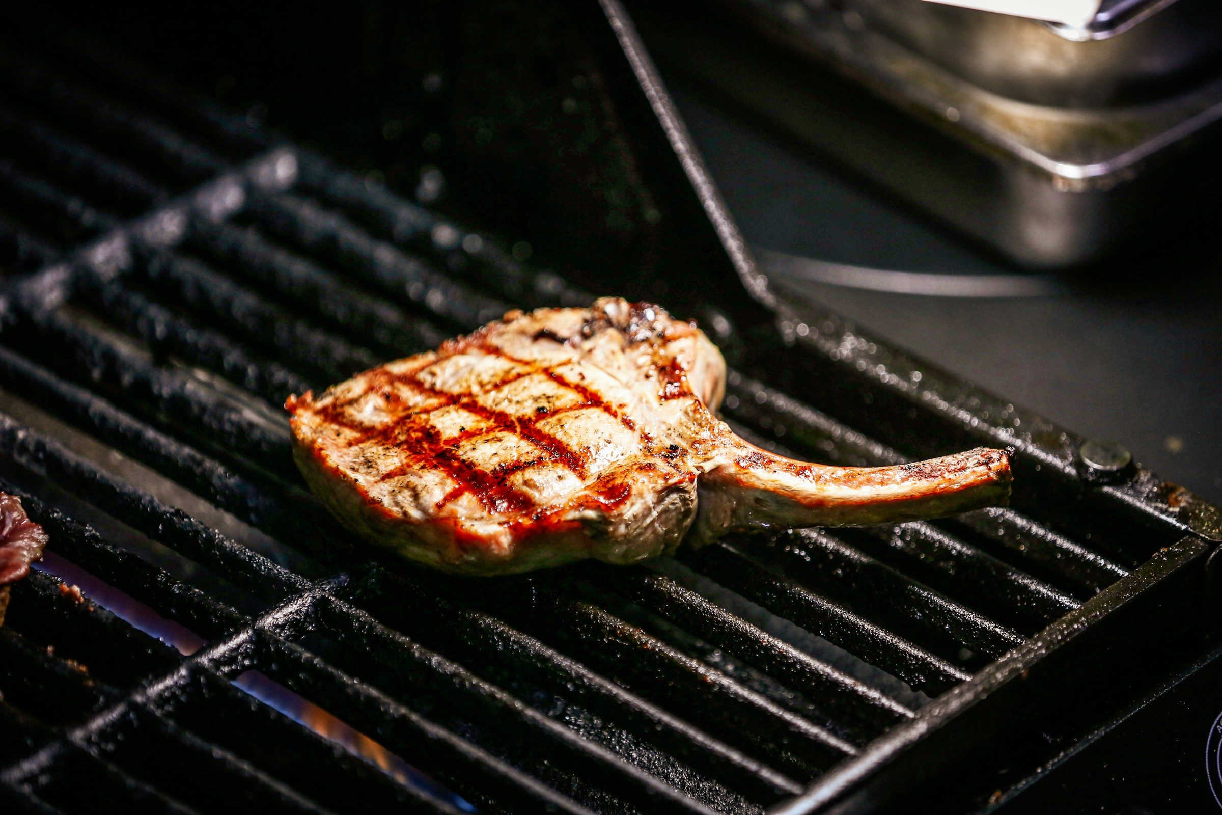 Pork chop on grill