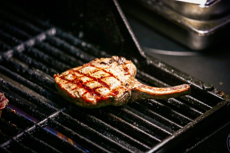 Pork chop on grill