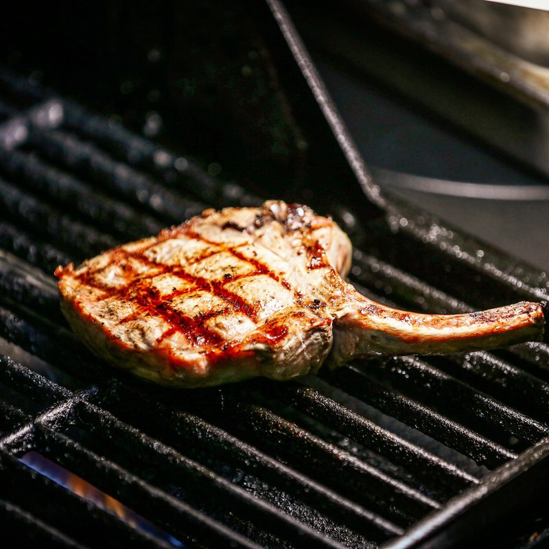 Pork chop on grill