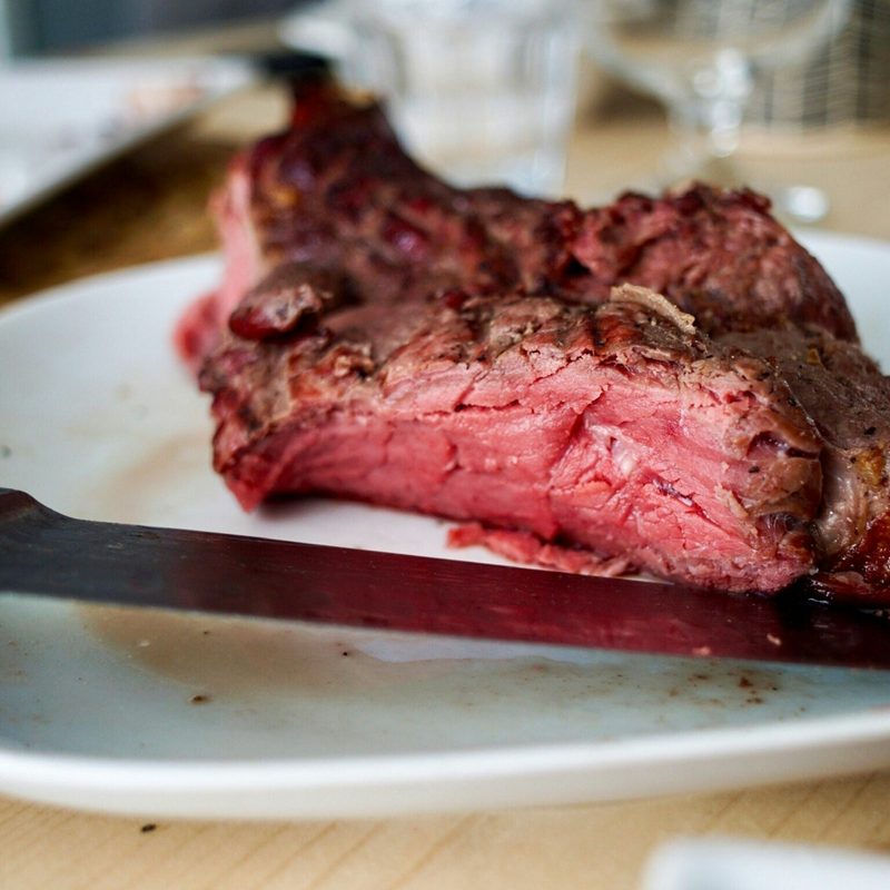 Rare steak on a plate