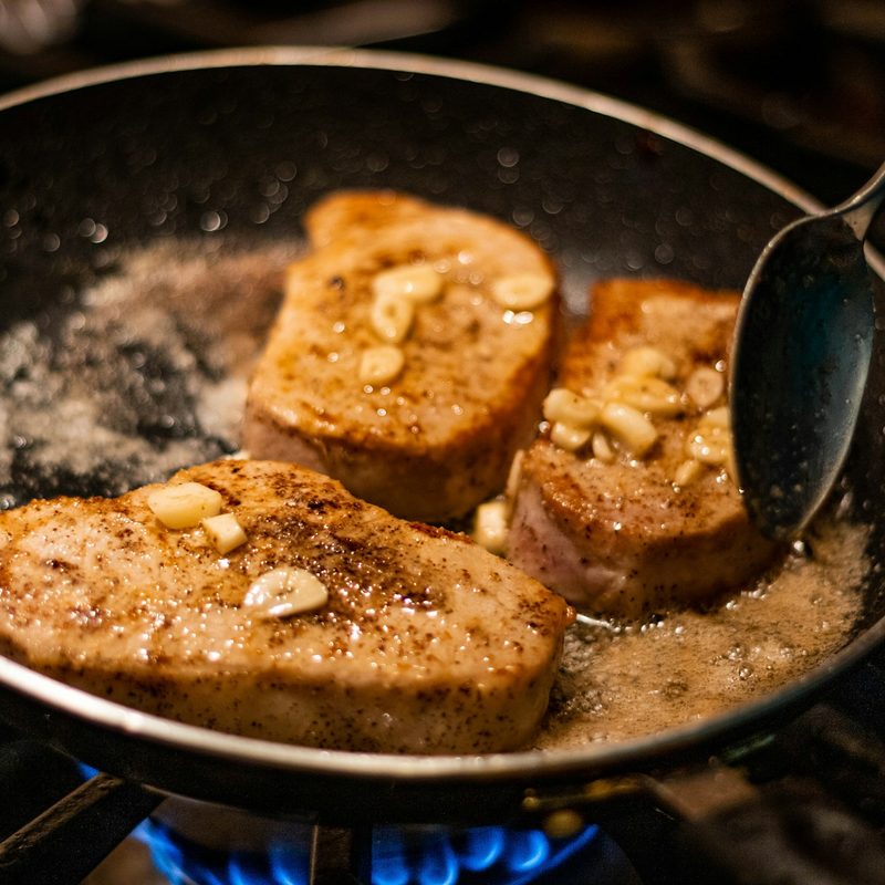 Pork chop in skillet