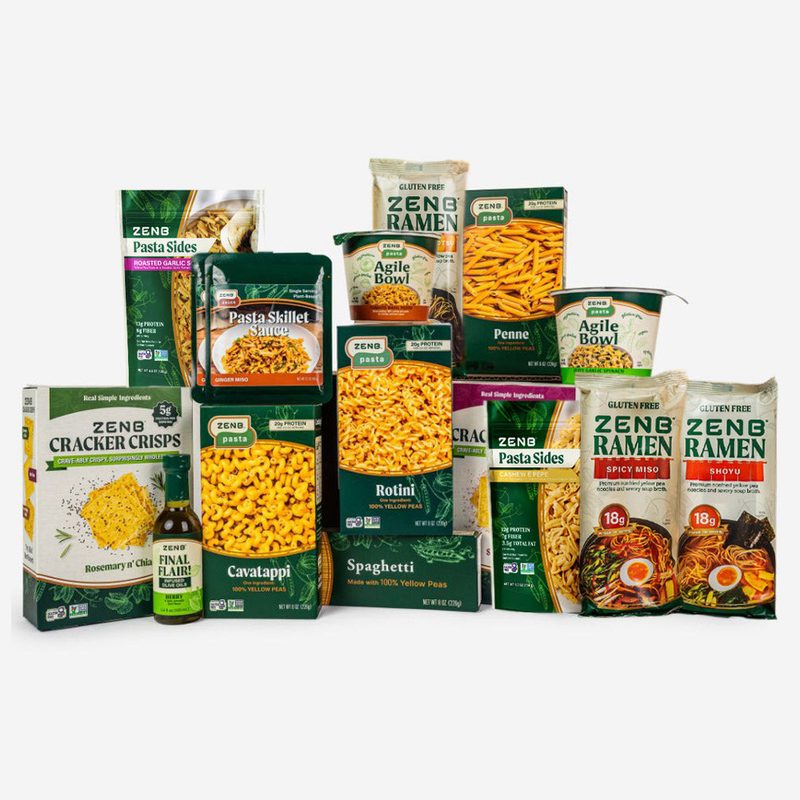 Variety pack of ZENB's vegan, plant-based pasta dishes.